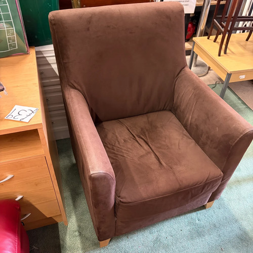 Brown velour armchair - velour,