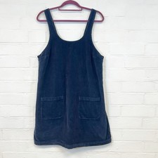 Fat Face Corduroy Pinafore Dress Navy Blue Cord Dungaree Short Pockets UK 14