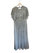 Monsoon Blue Beaded Dress Maxi Catherine Embellished RRP £175 Size 16 Designer