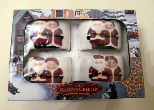 Christmas ceramic napkin rings - ceramic,