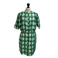 Zara 70s Geometric Dress Green