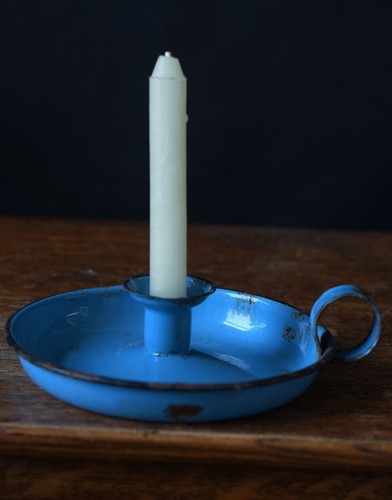 Vintage enamel chamberstick - vintage,