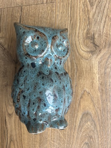 Pottery owl ornament glazed - owl,
