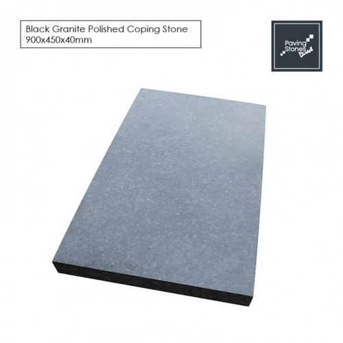 Polished black granite - black, coping