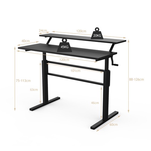 Tier standing desk - desk, black