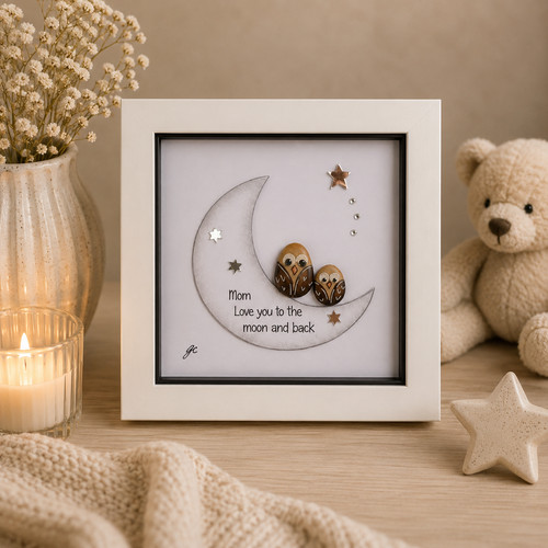 Mom owl pebble - pebble, picture