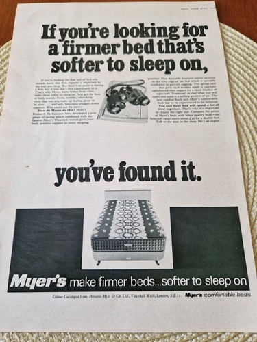 Myers beds 1968 print advert - 1968,