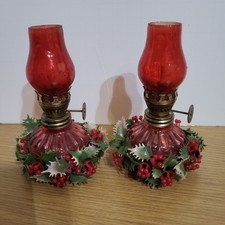 2 Vintage Mini Oil Lamps 4 1/2