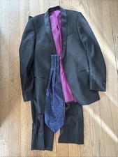 * m&s men’s 2 piece black tie dinner suit with cravat slim fit