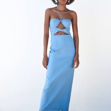 ZARA PALE BLUE CUT OUT HALTER