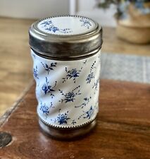 Churchill Metal Confectionery Tin with Blue & White Ridged Design. Floral