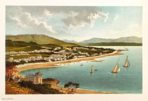 Old antique print dunoon - old,