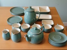 Denby Stoneware Manor Green Random Plates, Tea Cups, Saucers, Bowl, Egg cups