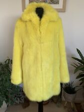 Zara Neon Yellow Faux Fur Coat Jacket - Size Medium - Rare - High Vis - Festival