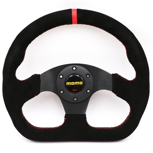 320mm momo black suede leather - black,