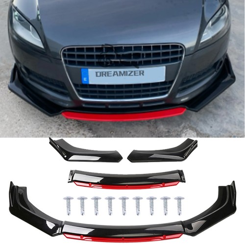 Black red front bumper lip - black+red,