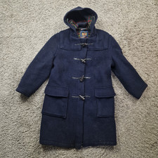 Gloverall Coat Womens 10 Blue Wool Duffle Jacket Hooded Vintage GB 34