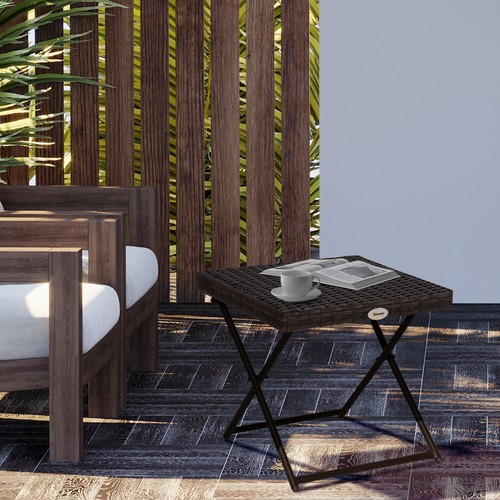 Folding square rattan coffee - square,