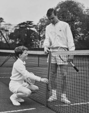 Tennis players Graham Stilwell Peter Kingham measuring net befo- 1959 Old Photo