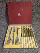 Vintage Sheffield Cambridge Chrome Plate On Nickel Silver Cutlery Set Boxed 