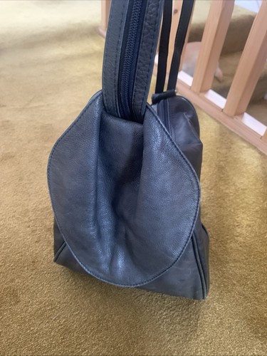 Navy leather slouch - navy,