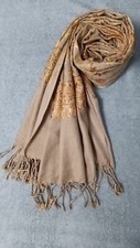Baige Indian Embroidered Kashmiri Shawl
