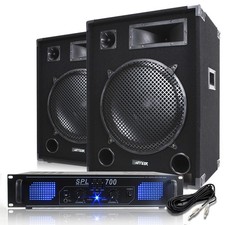 2x Max 15" PA Speaker and Amp Party DJ Band Complete Sound System 2000W SSC2793