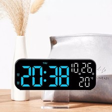 LED Electric Digital Alarm Clock Mains Power Mirror Display Bedroom Bedside