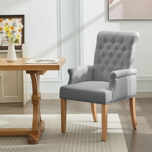 Fabric dining chair with - fabric, arms