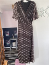 Bon Marche Lovely Polka Dot And Gold Thread Wrap Dress Size 16