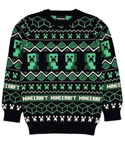 Boys minecraft green fairisle - green,