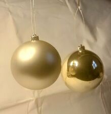 XL Gold Christmas Baubles X 2. 10cm Diameter. Extra Large Xmas Decorations 