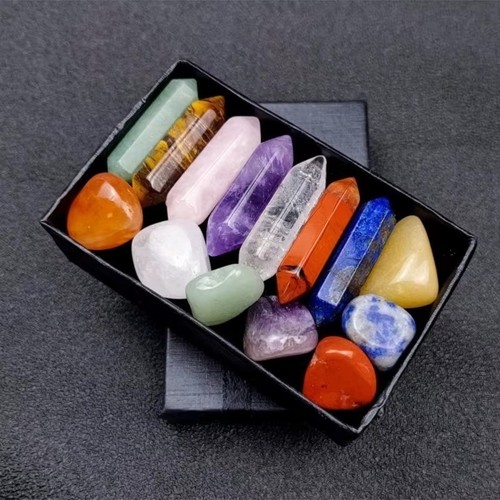 14pcs natural chakra crystal - natural,