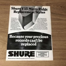 GRAM69 MAGAZINE ADVERT 11X8 SHURE V15 MICRO RIDGE REPLACEMENT STYLUS
