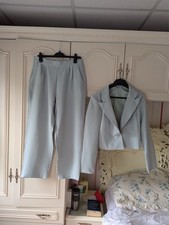 NEW SAGE GREEN TROUSER SUIT  WITH A CROPPED JACKET  SIZE XL - FITS SIZE  14/16