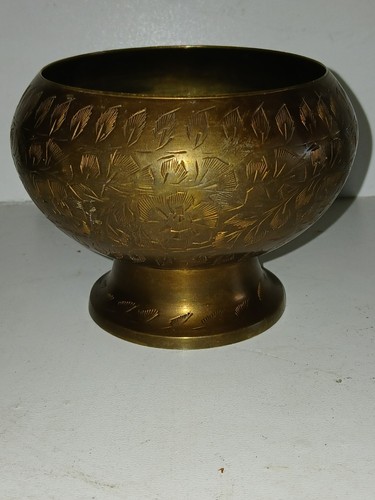 Vintage engraved brass - brass, bowl