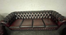 Chesterfield suite four seater sofa in antique ox blood red leather