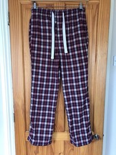 Fat Face Red Berry Check Brush Cotton Pyjama Bottoms Trousers - Size M
