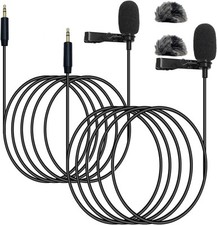 NewTH 2 Pack Lavalier Lapel Microphone Omnidirectional Condenser Wired Clip On