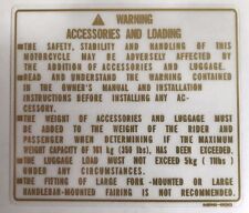 HONDA NC30 VFR400R "WARNING : ACCESSORIES AND LOADING" CAUTION WARNING DECAL 