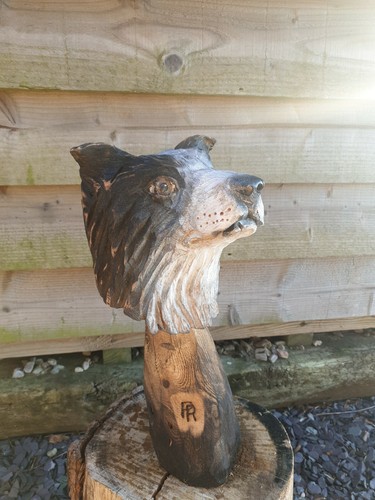 Chainsaw carved hardwood dogs - hardwood,