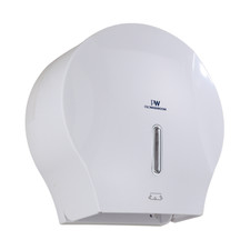 PROWASHROOM Mini Jumbo Toilet Roll Dispenser 10" White Lockable Commercial
