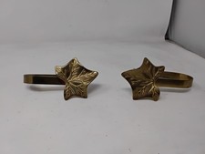 Vintage Pair Gold Brass Ivy