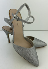 New Look Women's Silver High Stiletto Heel Sparkly Glitter Event Shoes UK 4, VGC