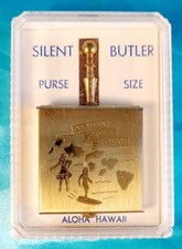 1950S ALOHA FROM HAWAII SILENT BUTLER  TRAVEL/POCKET ASHTRAY SOUVENIR IN BOX