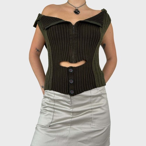 Cop copine khaki zip button - zip,