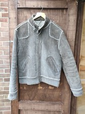 Women's Y2K River Island Sherpa Lined Leather Jacket Size L Read Description 