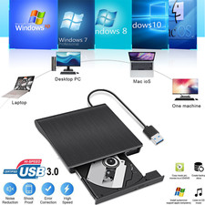 DVD CD RW USB External CD RW Disc Burner Drive Reader Windows 10 11 Laptop PC