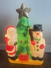 Festive Blow Mold Trio Santa, Snowman & Christmas Tree H76cm Outdoor
