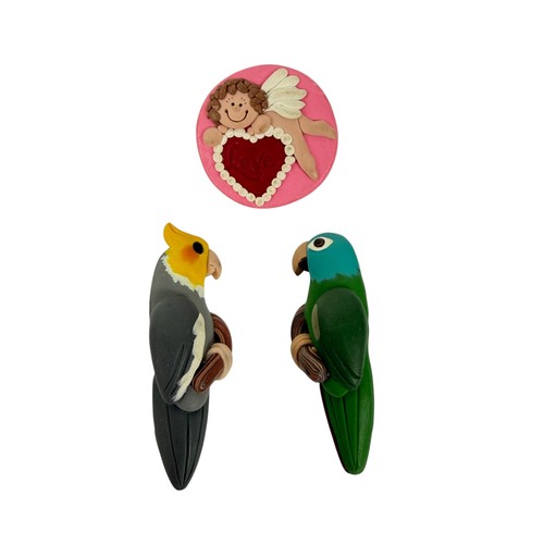 Polymer clay tropical parrots - polymer,